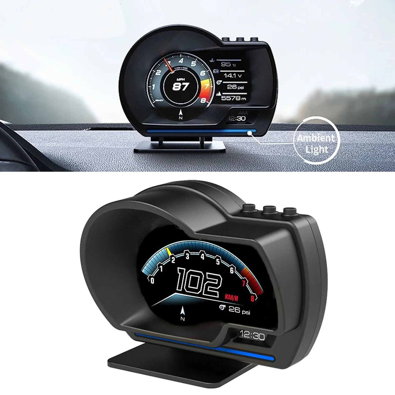Hud Obd2 Multi Function Alarm - เครื่องมือวัดความเร็ว GPS OBD2 แบบ HUD อเนกประสงค์สำหรับรถยนต์