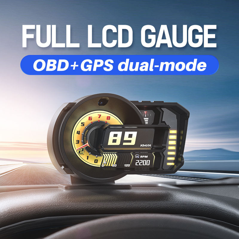 Hud Obd2 Multi Function Alarm - HUD OBD2+GPS จอแสดงผลบนกระจกหน้ารถ ระบบจดจำท่าทาง ไฟบรรยากาศ RGB