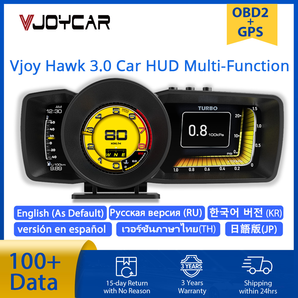 Hud Obd2 Multi Function Alarm - Vjoy Hawk 3.0รถ HUD Multi-Function แดชบอร์ดจอแสดงผล