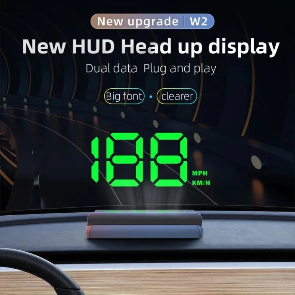 Car Hud Head Up Display Gps - จอแสดงผลบนกระจกหน้ารถ W2 สำหรับยานยนต์ทุกประเภท พร้อม GPS ความละเอียดสูง
