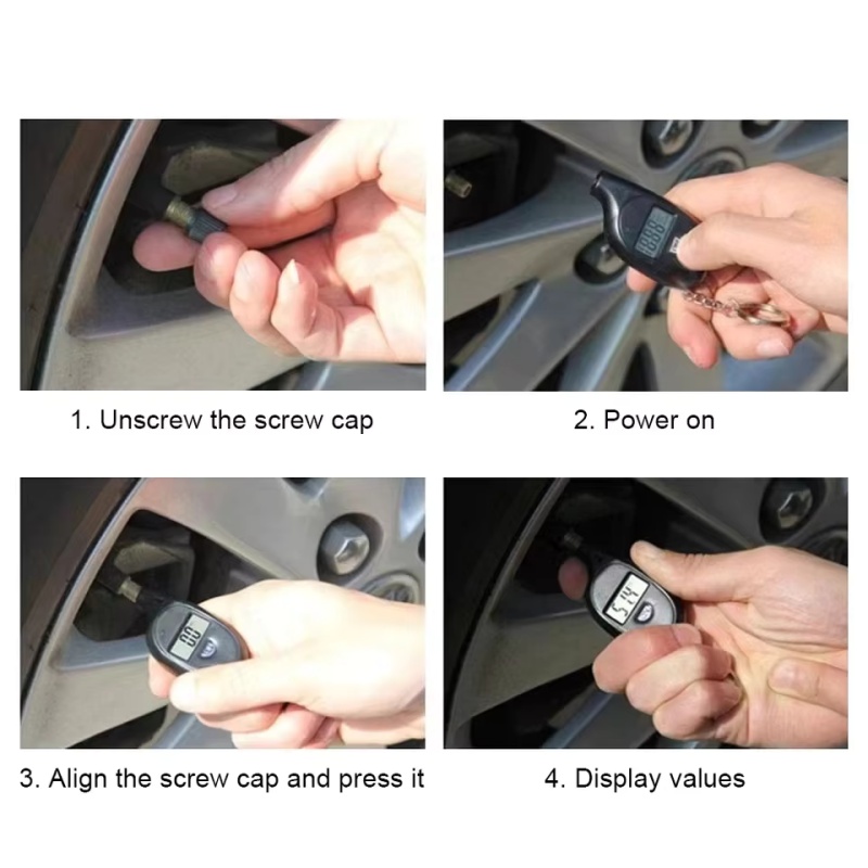 Hud Display With Tire Pressure - เกจวัดลมยางแบบดิจิตอลพร้อมจอแสดงผล LCD เครื่องวัดความดันลมยางรถยนต์ เครื่องวัดความปลอดภัยยางรถยนต์ รถจักรยานยนต์ เครื่องมือทดสอบ
