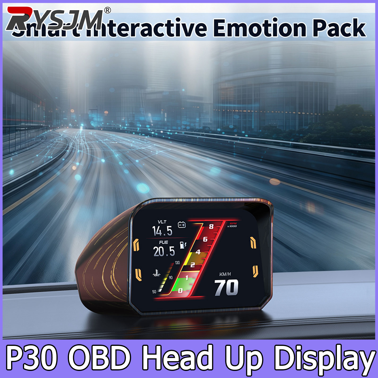 Hud Obd2 Multi Function Alarm - P30 มาตรวัดความเร็ว เครื่องวัดรอบเครื่องยนต์ HUD OBD2 จอแสดงผลคอมพิวเตอร์ในรถยนต์