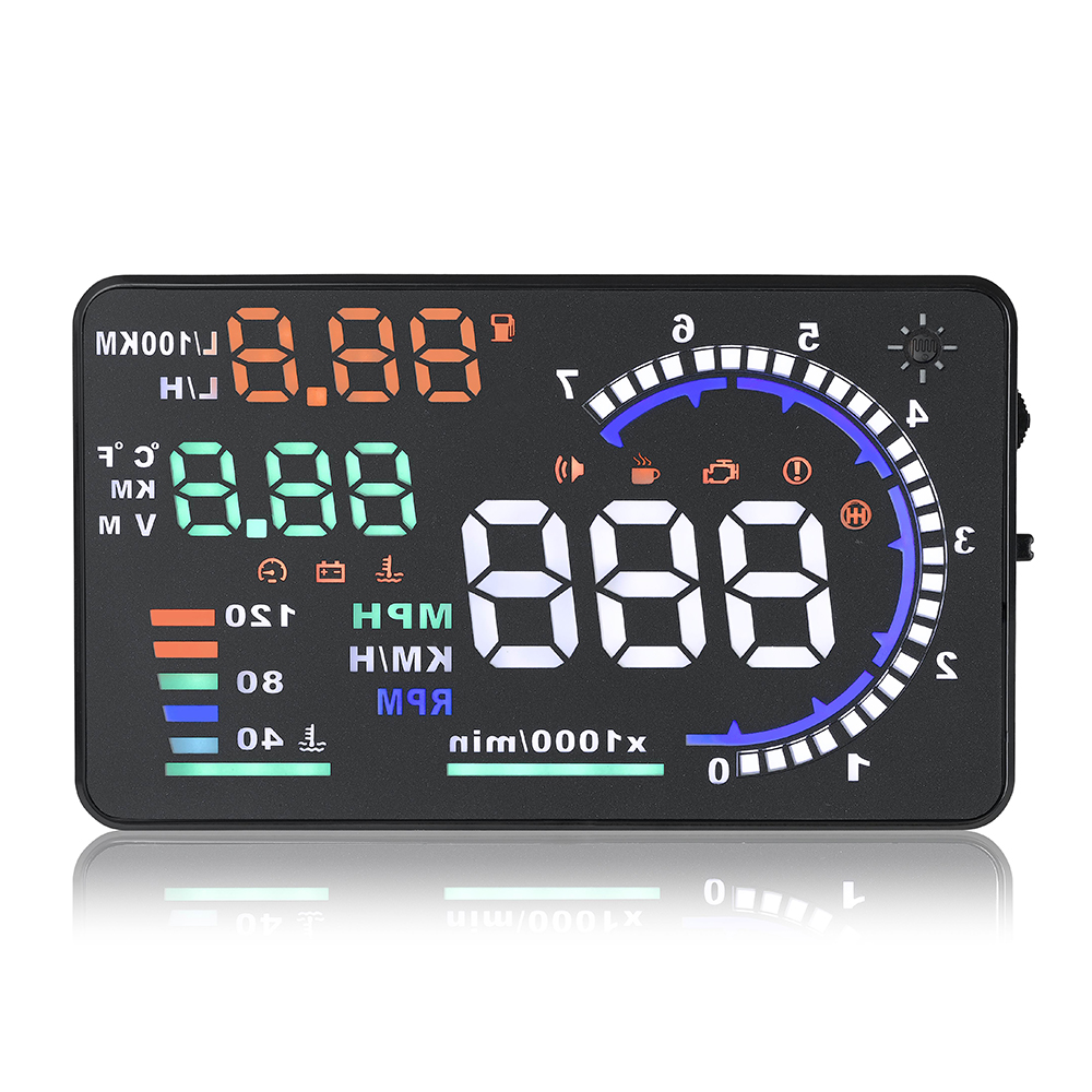 Obd2 Hud Speedometer Projector - A8 จอแสดงผลบนกระจกหน้ารถ (HUD) OBD2 มาตรวัดความเร็วแบบดิจิทัล รอบเครื่องยนต์