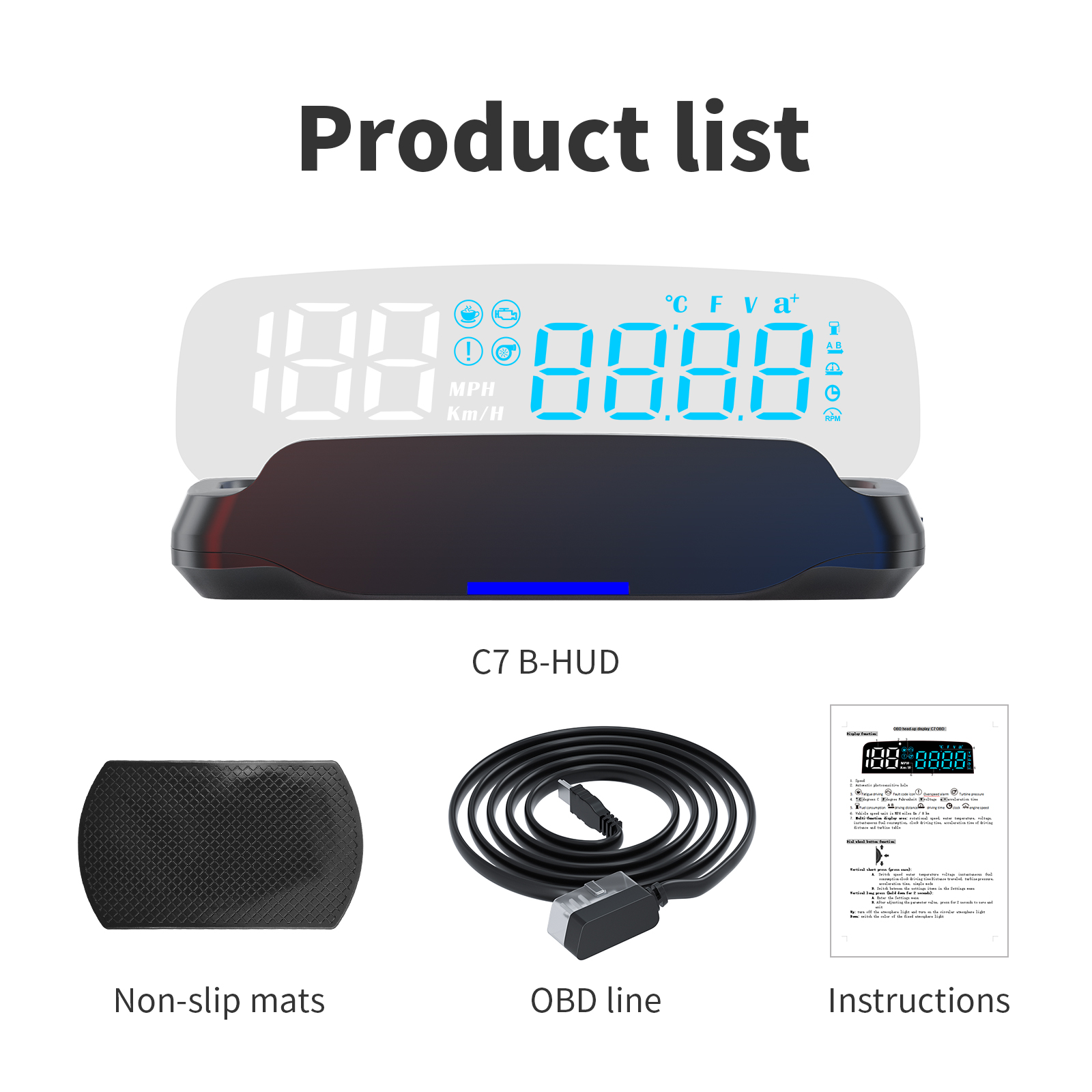 C7B OBD2 HUD รถ Head Up จอแสดง - Obd2 Hud Speedometer Projector บทวิจารณ์และราคา