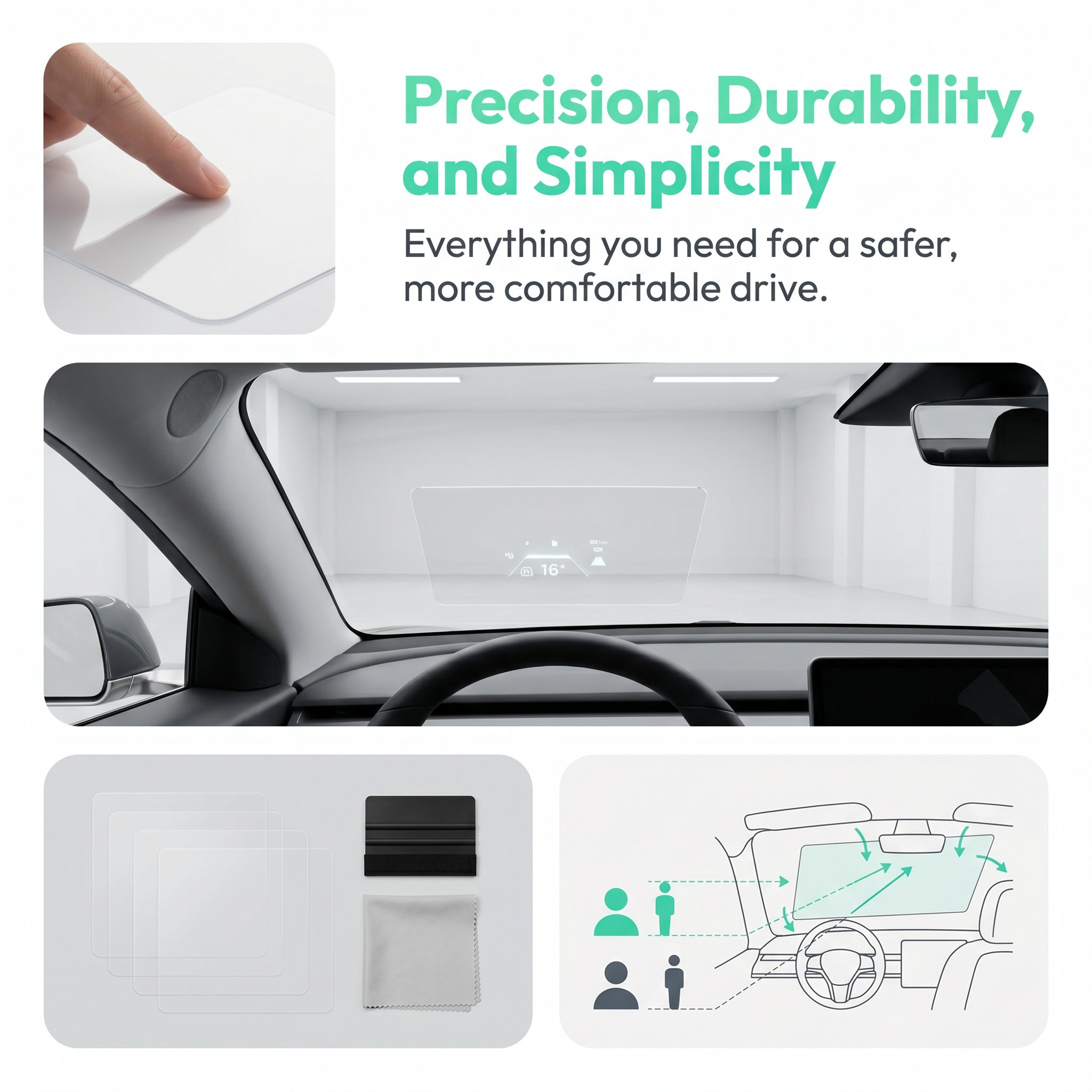 4 ชิ้น ฟิล์มสะท้อนแสงป้องกันแส - Hud Reflection Film Windshield บทวิจารณ์และราคา