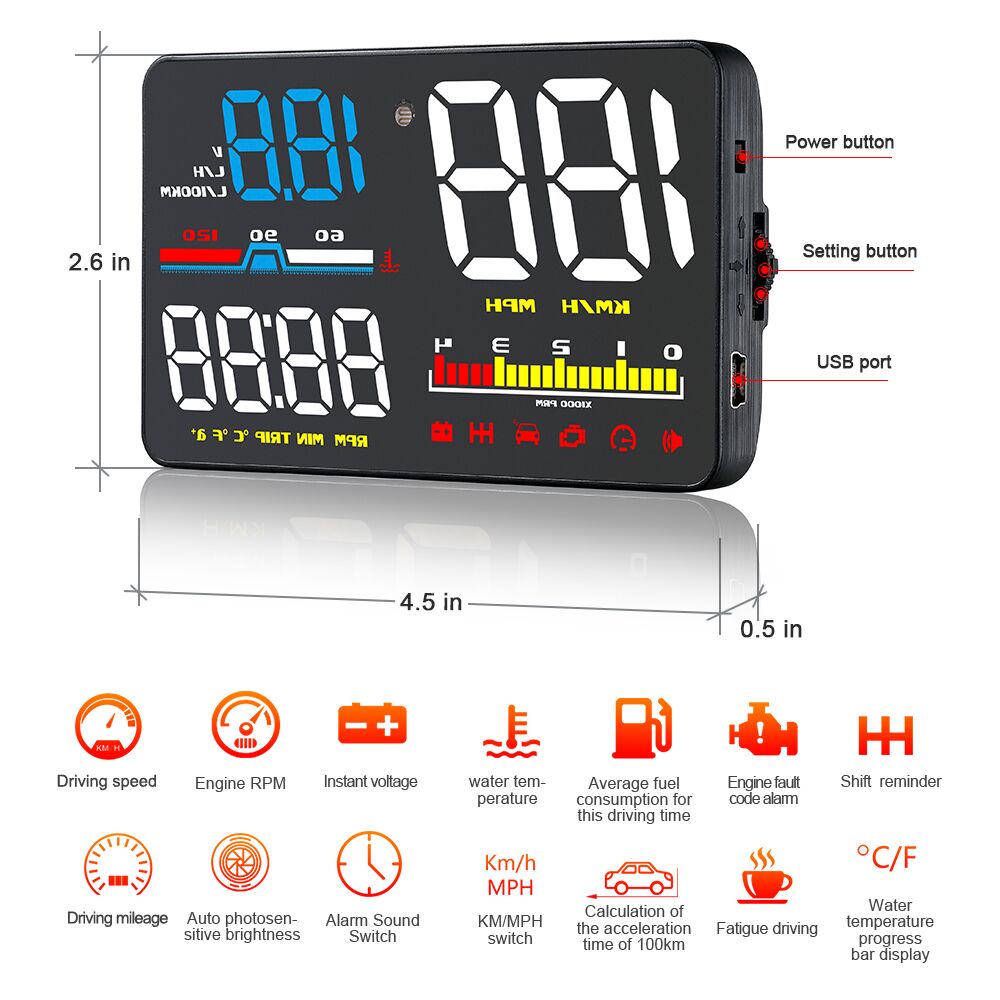 โปรเจคเตอร์ติดกระจกรถยนต์แบบดิ - Car Heads Up Display Navigation บทวิจารณ์และราคา