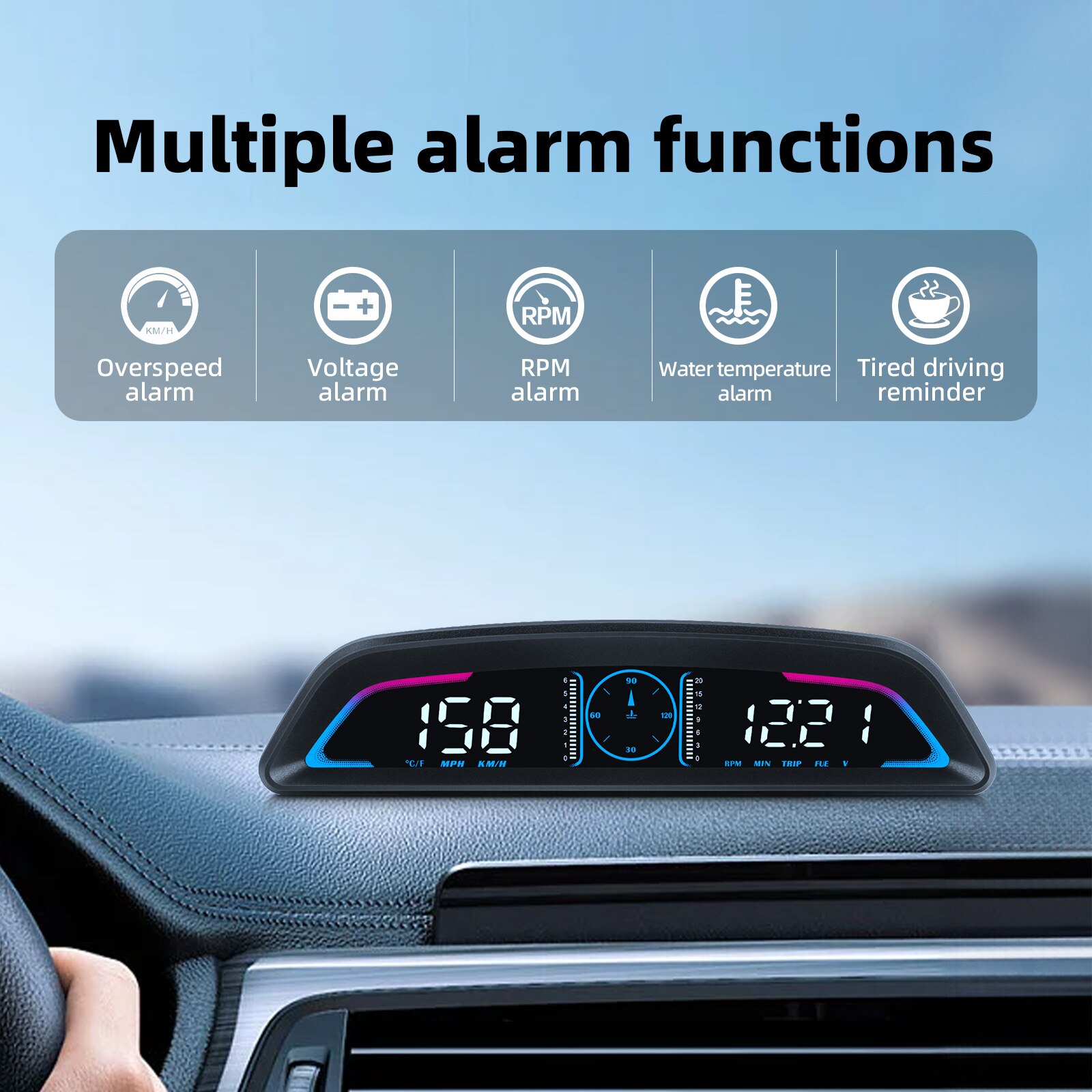 จอแสดงผลบนกระจกหน้ารถ AD Car B - Hud Obd2 Multi Function Alarm บทวิจารณ์และราคา