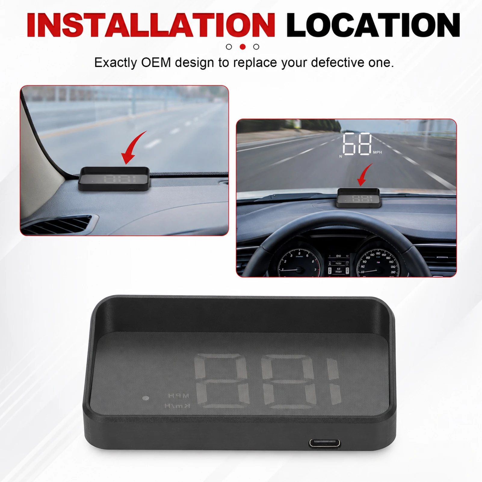 HUD โปรเจคเตอร์ติดกระจกหน้ารถ  - Hud Speedometer Digital Universal บทวิจารณ์และราคา