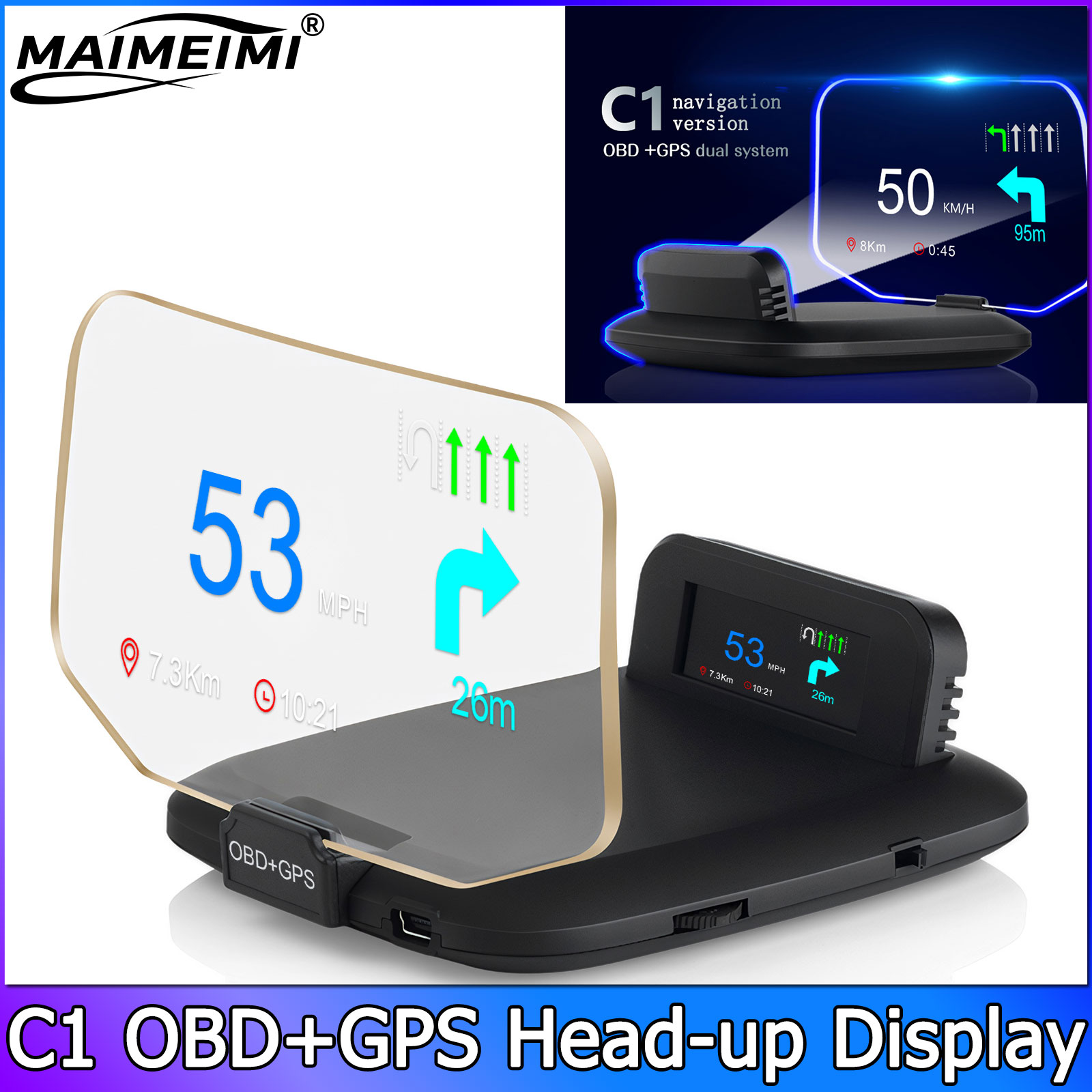 จอแสดงผลบนกระจกหน้ารถ QC Navig - Obd2 Hud Speedometer Projector บทวิจารณ์และราคา