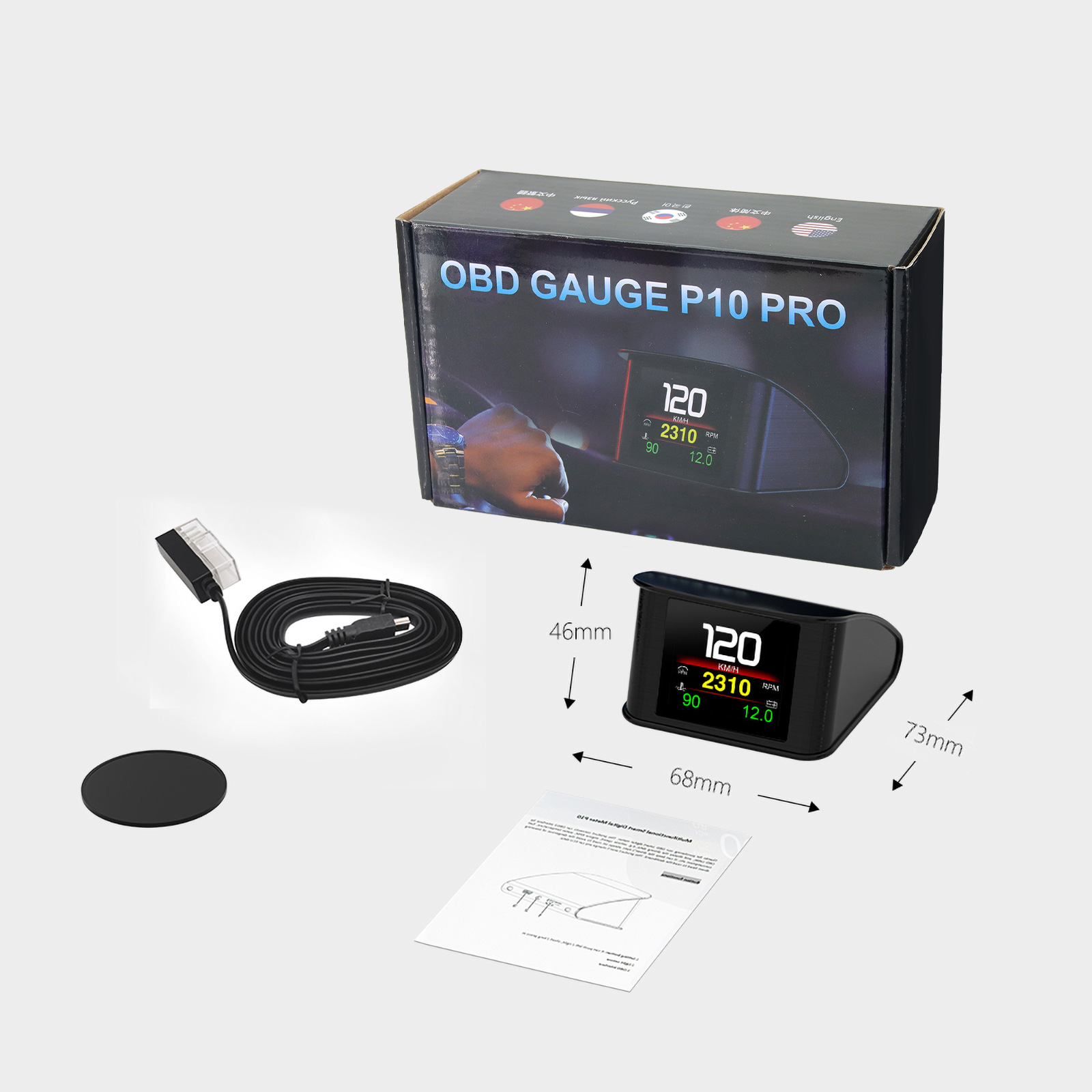 HD P10-PRO OBD2 HUD จอแสดงผลบน - Obd2 Hud Speedometer Projector บทวิจารณ์และราคา