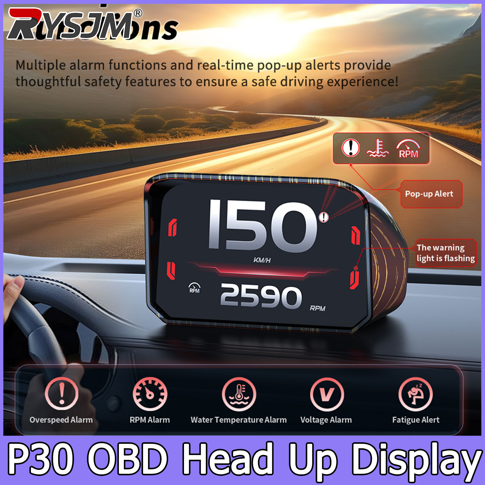 P30 มาตรวัดความเร็ว เครื่องวัด - Hud Obd2 Multi Function Alarm บทวิจารณ์และราคา
