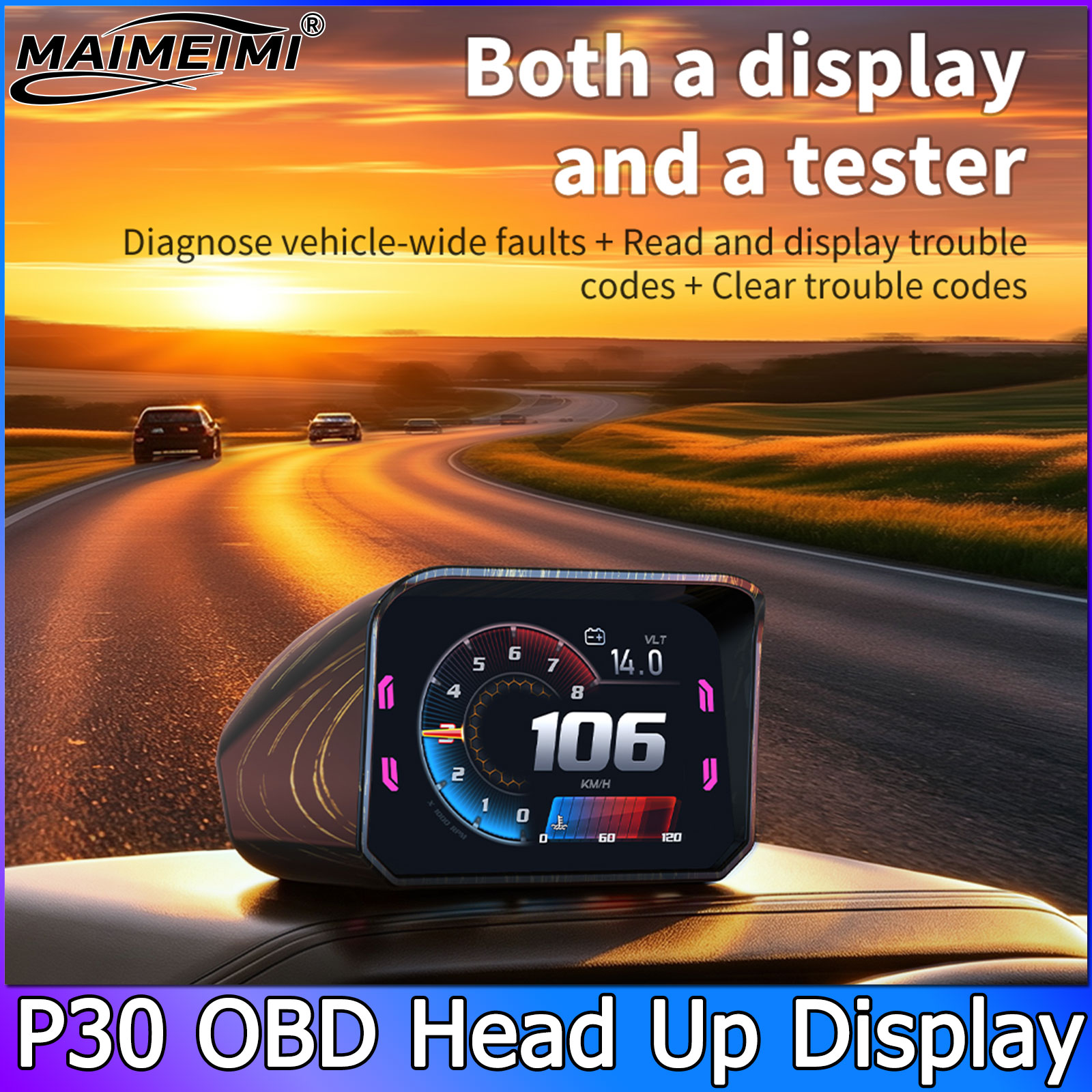 P30 มาตรวัดความเร็ว เครื่องวัด - Hud Obd2 Multi Function Alarm บทวิจารณ์และราคา