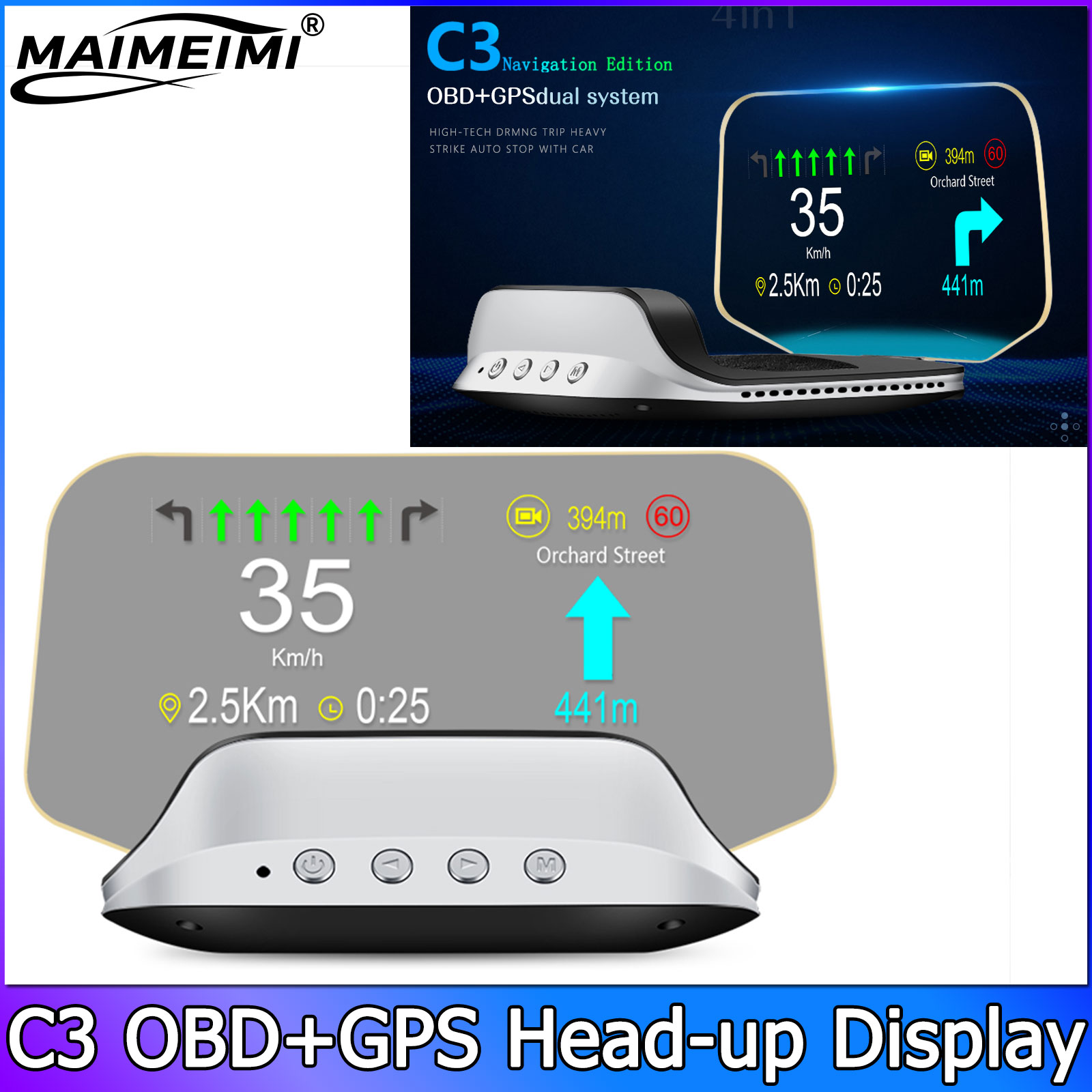QC ระบบนำทางแบบโปรเจคชั่น C3 ส - Car Heads Up Display Navigation บทวิจารณ์และราคา
