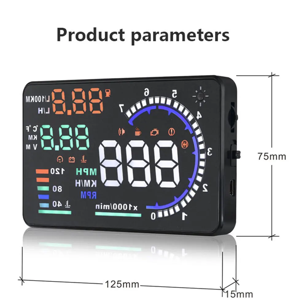 โปรเจคเตอร์กระจกหน้ารถ A8 OBD  - Obd2 Hud Speedometer Projector บทวิจารณ์และราคา